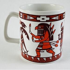 Native American Kachina Chief Bird Bull Coffee Mug Cup Tribal Aboriginal Art Red
